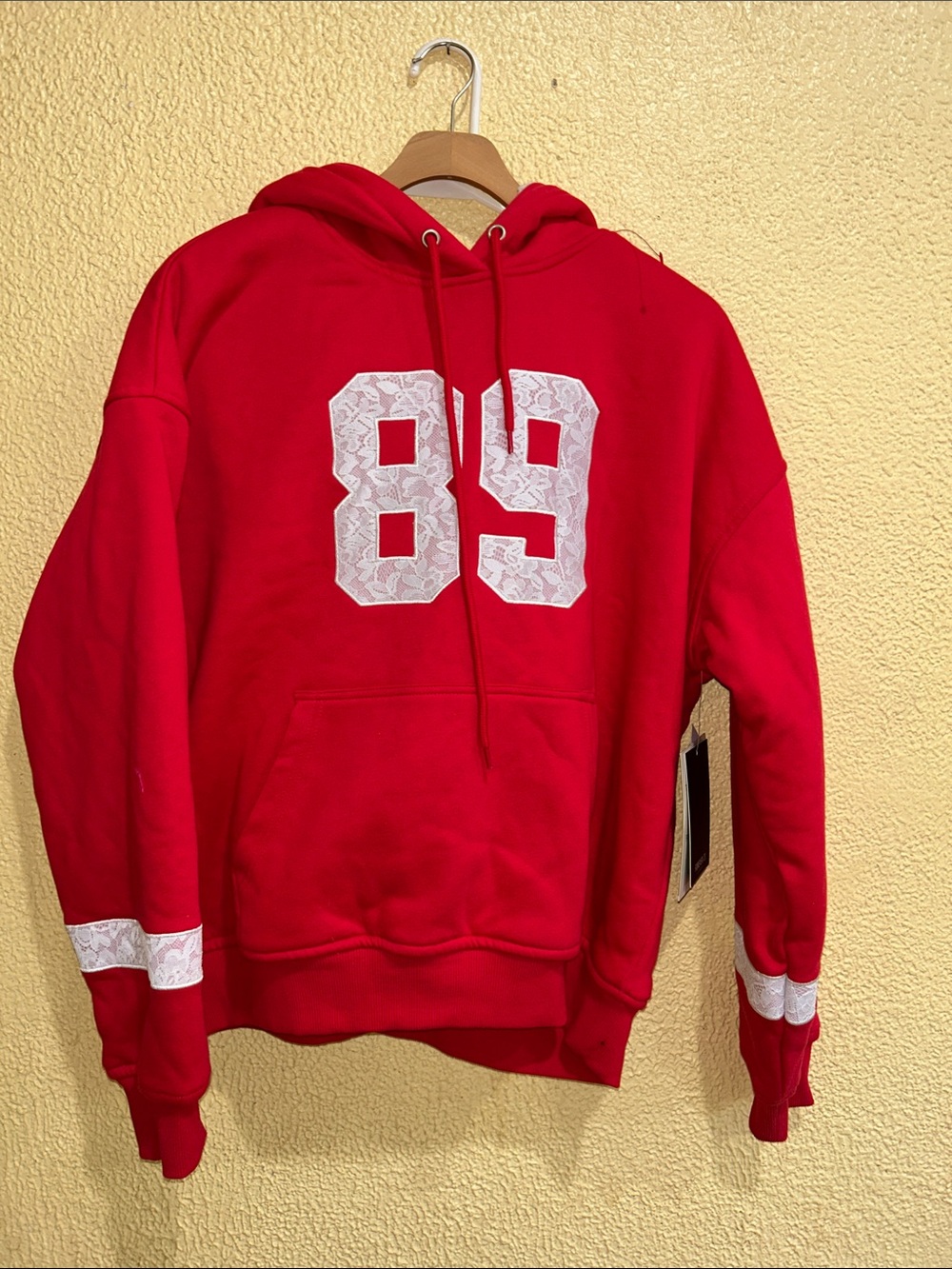 Forever 21 Red Hoodie with White '89' Graphic